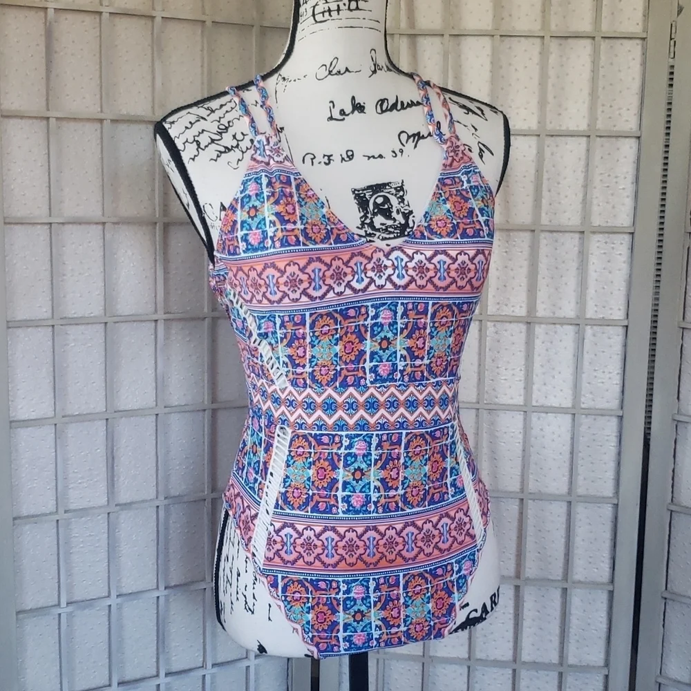 La Blanca new one piece pink and blue bikini size 8